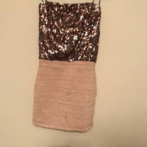 As U Wish Sequin And Glitter Rose Gold Dress